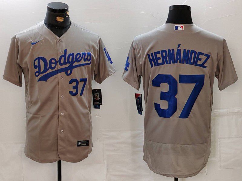 Men Los Angeles Dodgers #37 Hernandez Grey Nike Elite 2024 MLB Jersey style 7262->los angeles dodgers->MLB Jersey